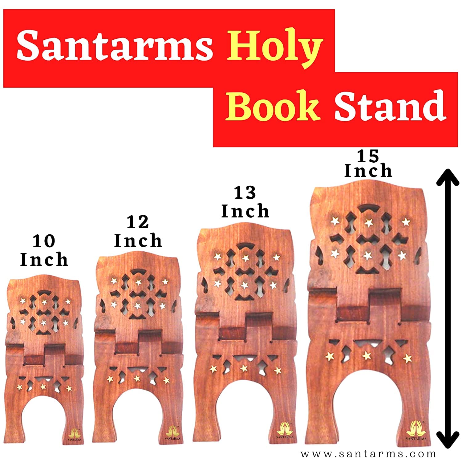 Santarms Wooden holy Book Stand Reading for Geeta | gita | ramayan Book Stand | ramcharitmanas | ram charit Manas Stand Gift for Bride or Bridal Book Document Stand
