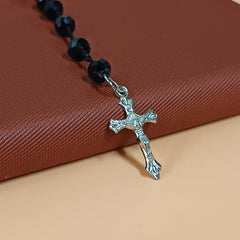 santarms Jesus cross Catholic Praying Rosary chain Jesus Christ Cross Christian Antique Locket mala Necklace Christmas Religious for use Men and Women, Pack of 1