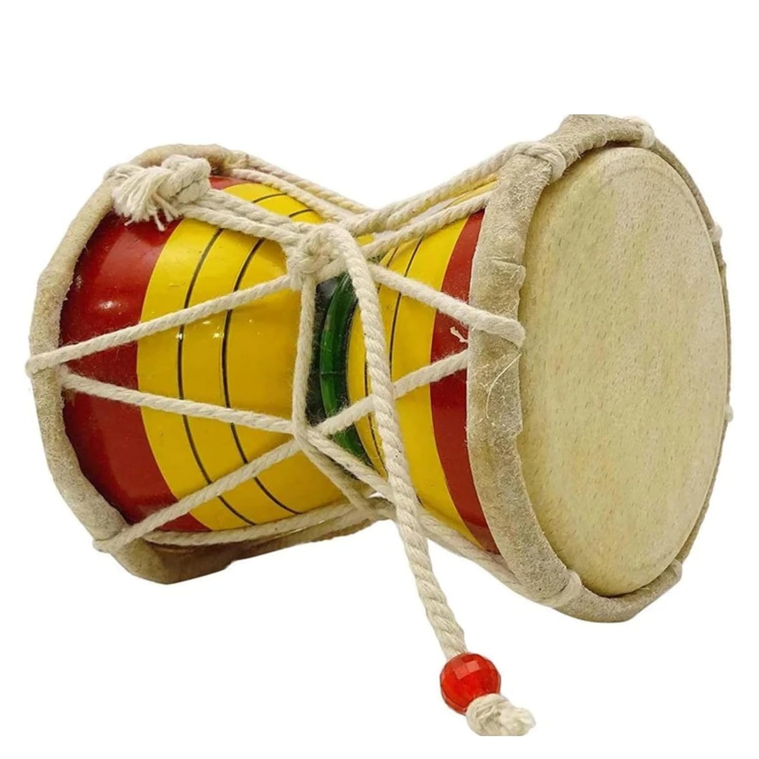 Santarms Damru/Damaru 5inch (12.7cm) for Shivratri, Wooden Hand Percussion Handmade Damroo Indian Musical Instruments - Pack of 2
