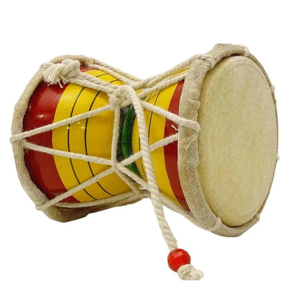 Santarms Damru/Damaru 5inch (12.7cm) for Shivratri, Wooden Hand Percussion Handmade Damroo Indian Musical Instruments - Pack of 2