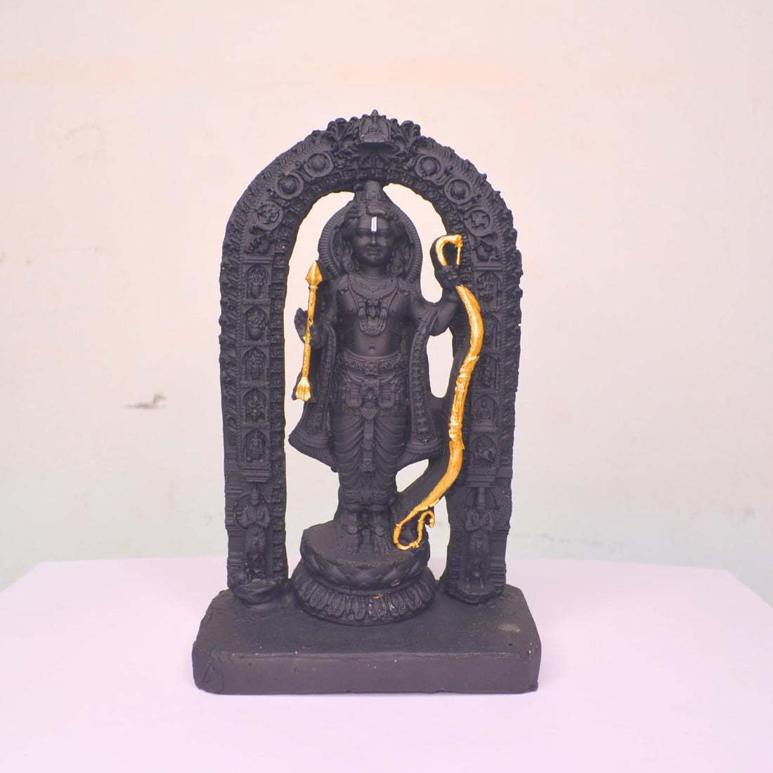 santarms Marble Stone Ram Lala, Lalla Idol 3D Statute for Home Decor, Exact Copy Ram Lala Murti Ayodhya Ram Lala Darbar Mandir Model
