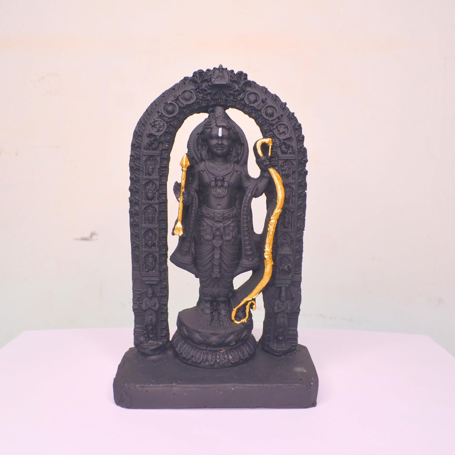 santarms Marble Stone Ram Lala, Lalla Idol 3D Statute for Home Decor, Exact Copy Ram Lala Murti Ayodhya Ram Lala Darbar Mandir Model