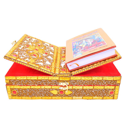 Santarms Traditional Wooden Foldable Book Stand - Ramcharitmanas, Bhagavad Gita, Ramayan Holder - 10cm, Brown, 1 Count