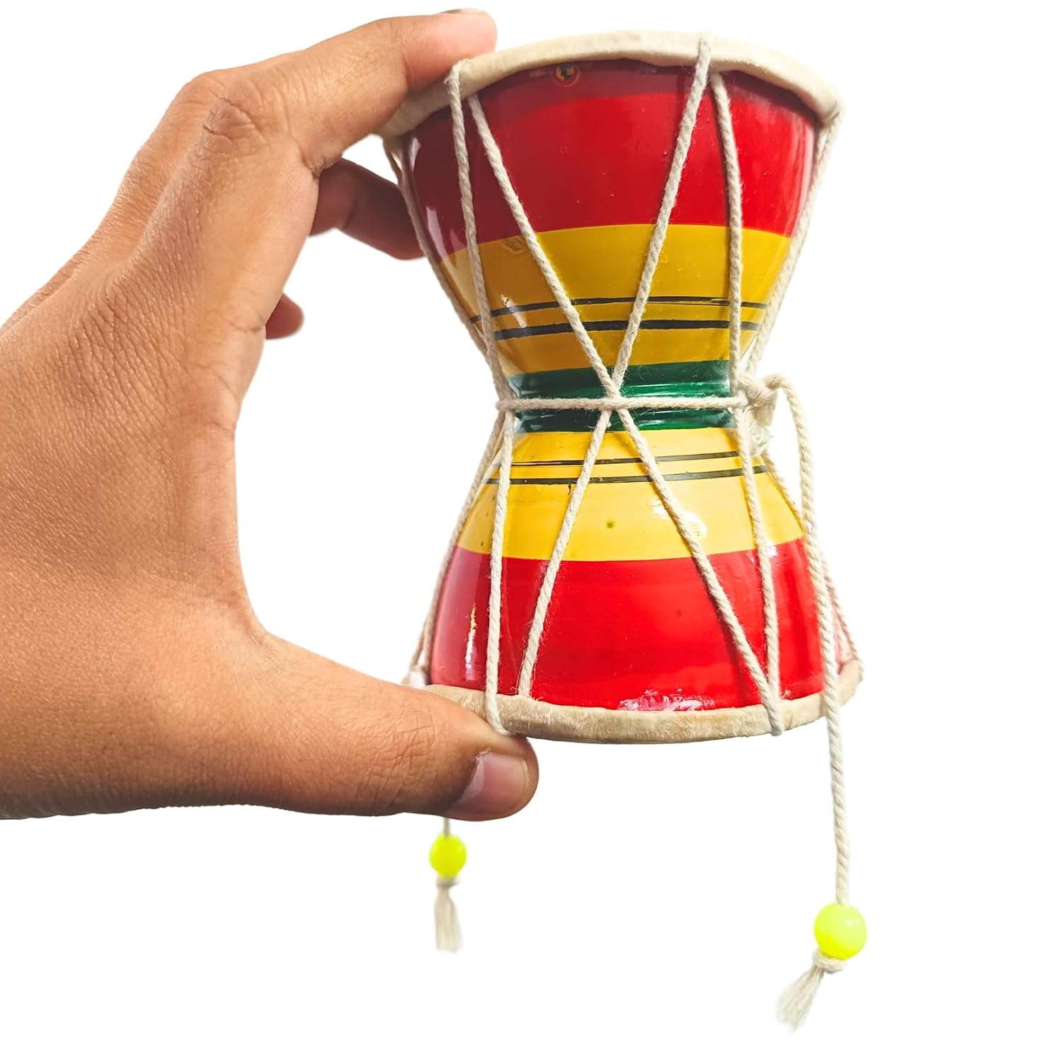 Santarms Shivji Ka Damru | Multicolour Wooden Handmade Damaru | Traditional Indian Hand Percussion Instrument – Pack of 1
