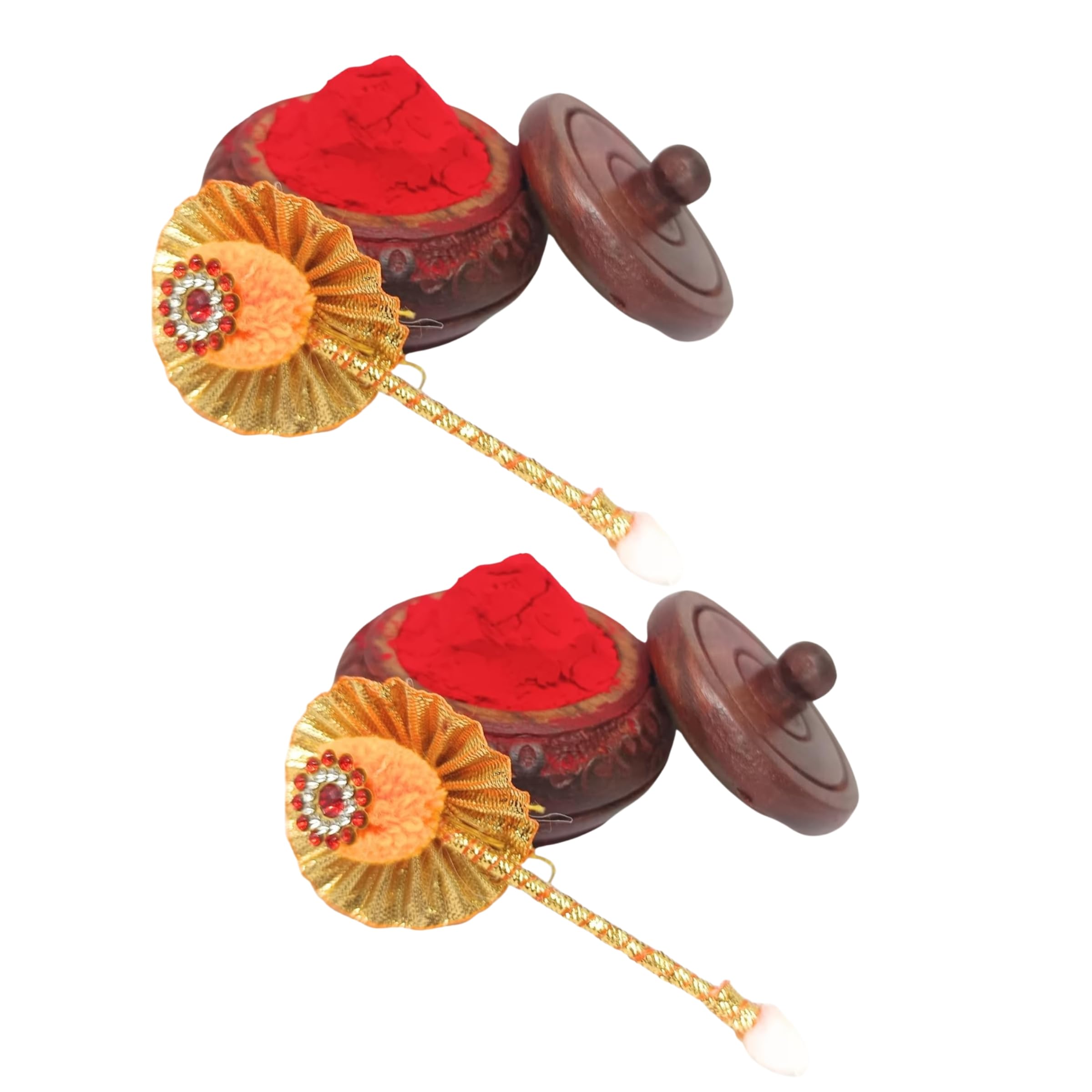 Santarms Aluminium Kumkum Box with Free 10gm Each Pila Sindoor and Sticks