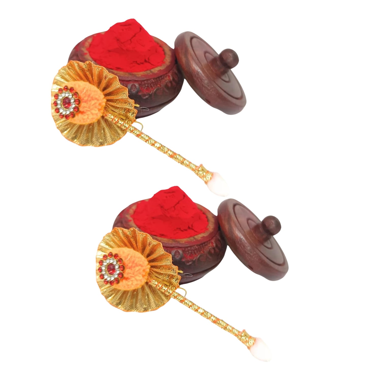 Santarms Aluminium Kumkum Box with Free 10gm Each Pila Sindoor and Sticks
