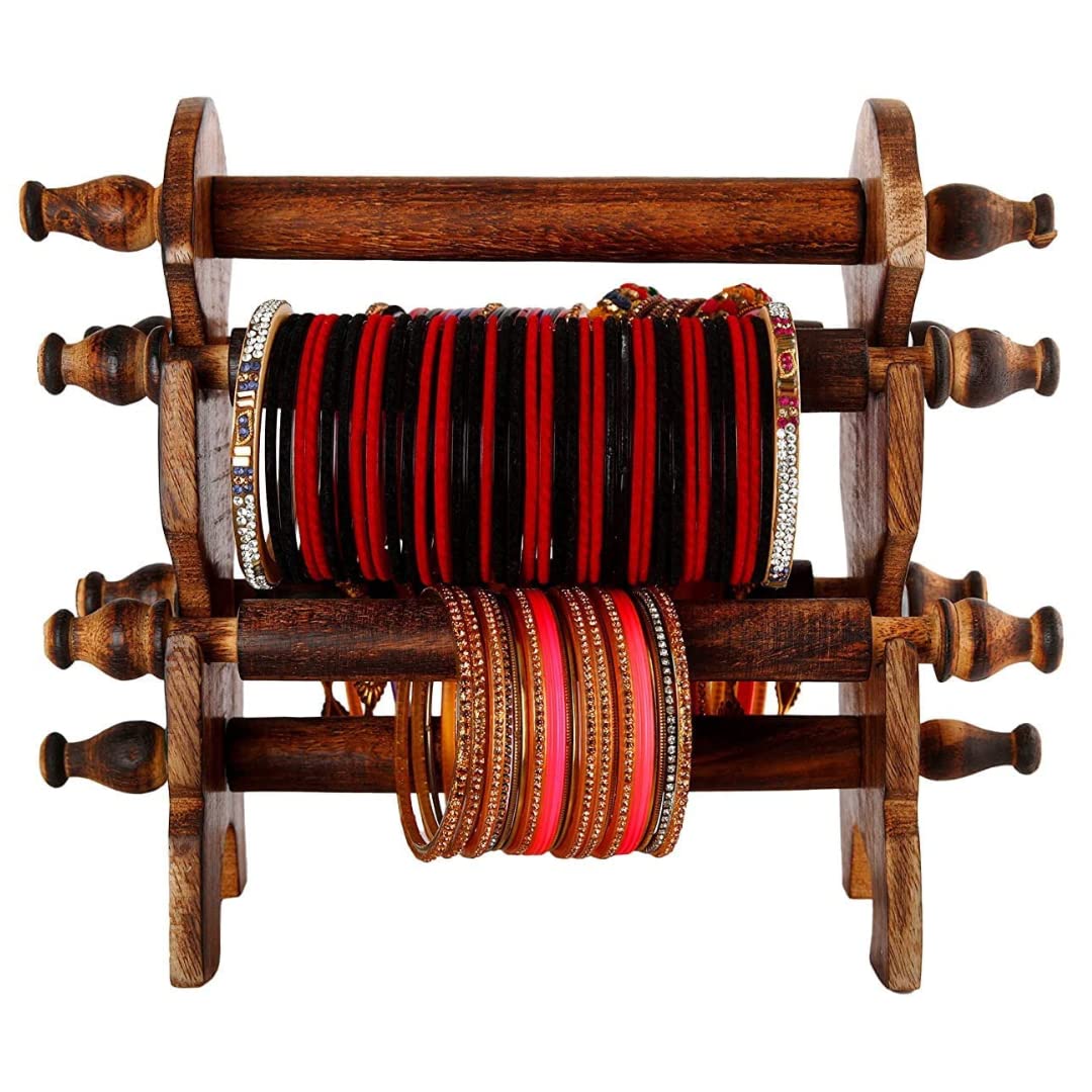 santarms Wooden Bangle Stand For Bangles | Home Decor | Women Gift Bangles For Or Chudi Churi Best By Holder | MADE IN INDIA | 4 Rods