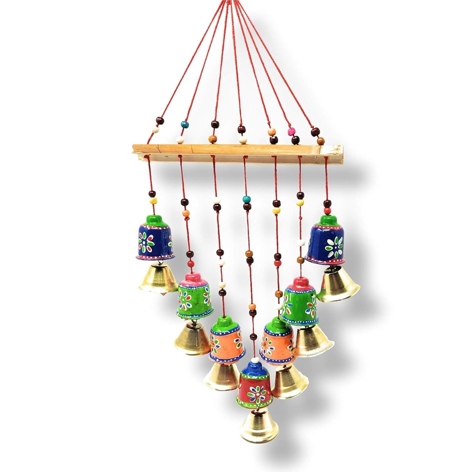 Santarms Handmade Toran Door Hanging for Diwali, New Year, Inauguration, Wedding, and Festival Pooja and Mehendi Decoration with Bells, Cut Design Plastic and Wood Home Décor Showpiece