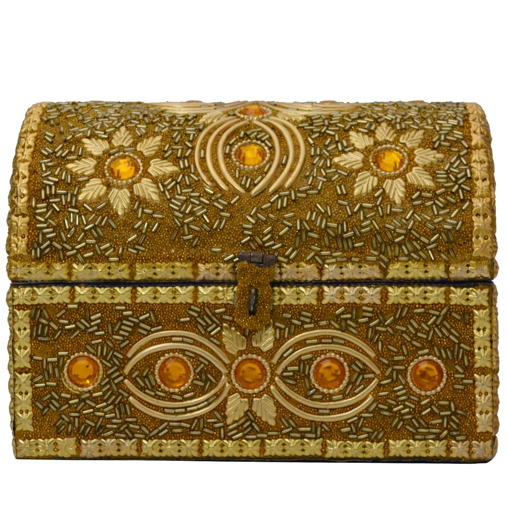 Santarms Handcrafted Wooden Vanity Box Makeup Kit | Traditional Decorative Bangle Decor Gift Packing Boxes for Wedding Items | Storage Wood Vintage Stylish