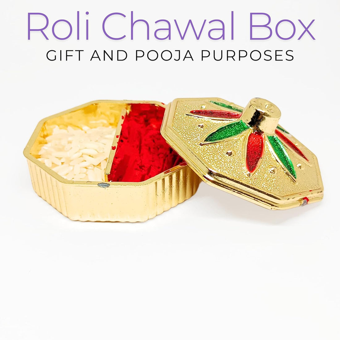 santarms Meenakari Roli Chawal Box - Pooja Accessory Kumkum Sindur Dabbi, Roli chawal, Pack of 1