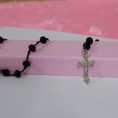 santarms Jesus cross Catholic Praying Rosary chain Jesus Christ Cross Christian Antique Locket mala Necklace Christmas Religious for use Men and Women, Pack of 1