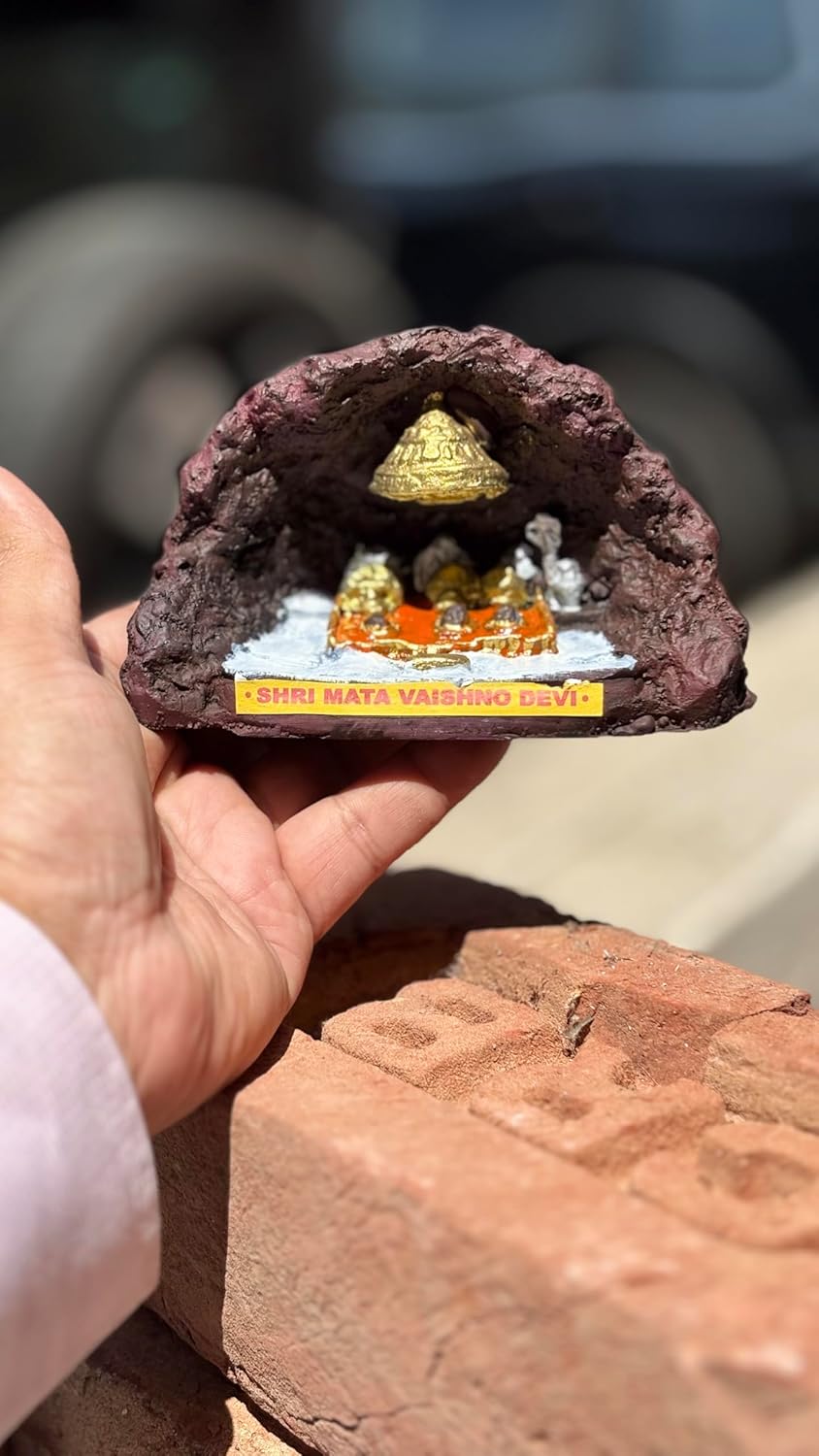 santarms Handmade MATA Vaishno Devi Ji Idol - Divine Vaishno Devi Gufa Statue Resin Craft for Religious Worship & Home Temple Decor for Devotees (Jammu & Kashmir)