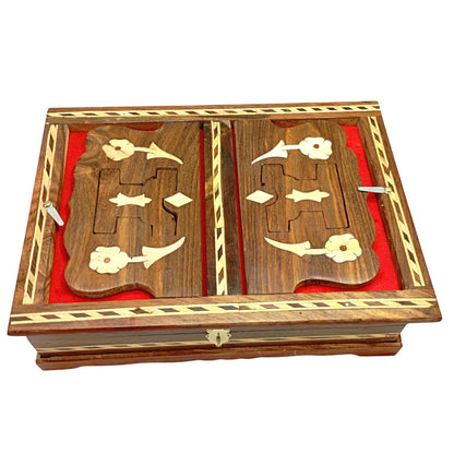 Santarms Wooden Holy Quran Box with rehal for Holy Quran Pak Book Stand - Quran Sharif Box with rihal