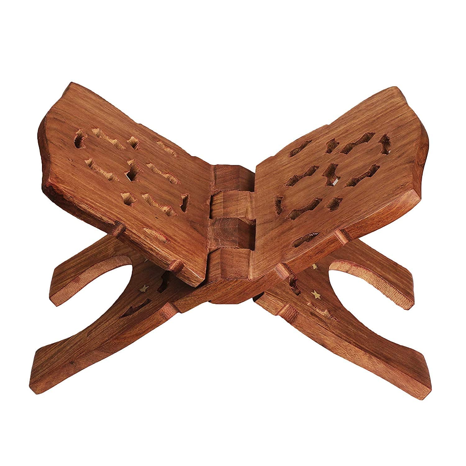 Santarms Wooden Holy Book Stand Rehal for Pooja Reading Geeta Bible Quran Books (12 INCH)