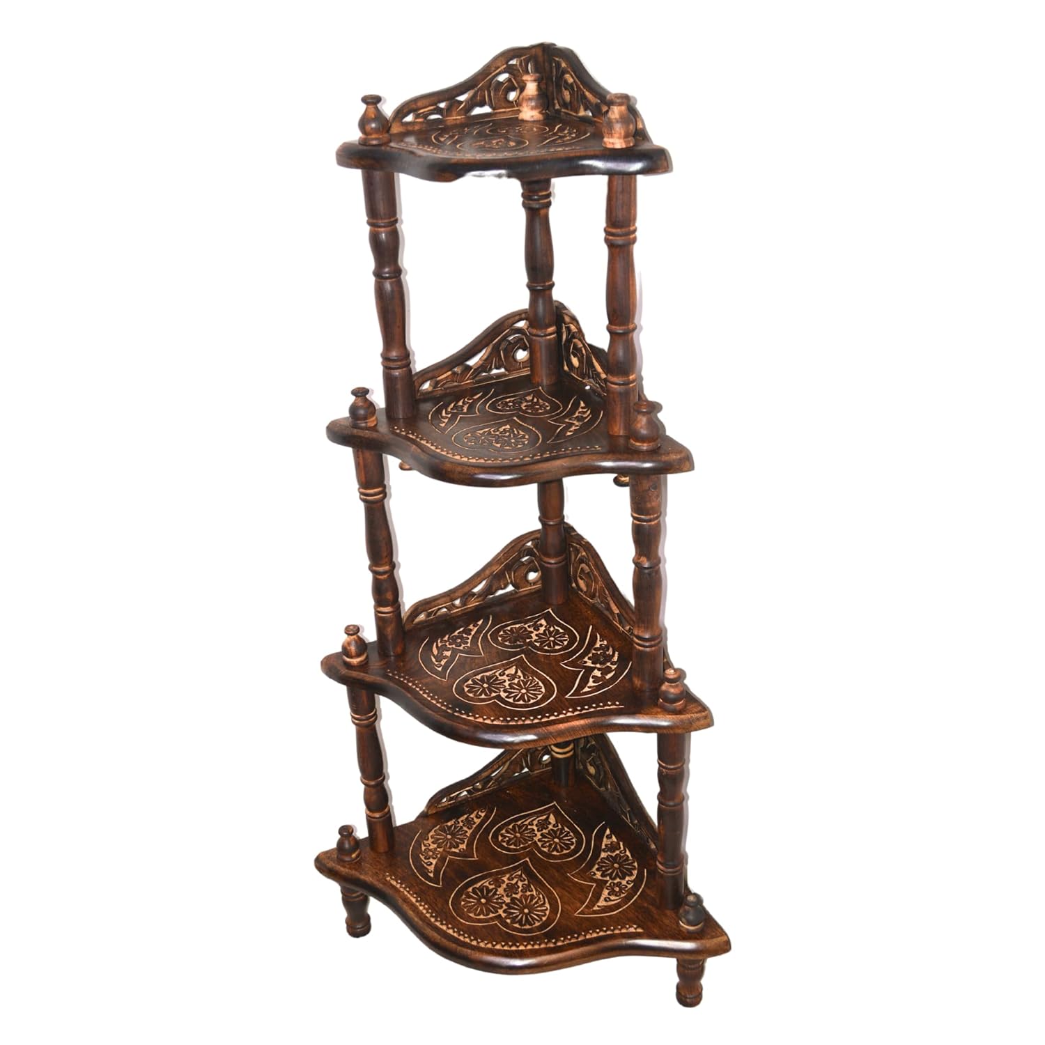 santarms Corner Shelf 4 Rack Wooden Wall Shelves Corner Shelf - Organize and Decorate Your Living Room, Kitchen, Bedroom