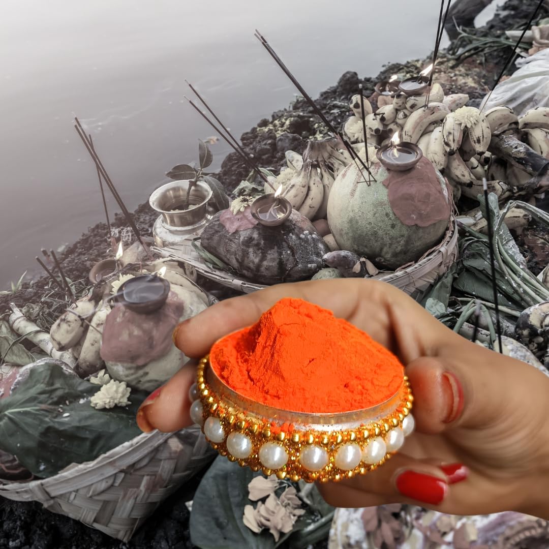 Santarms A++ Grade Natural Organic Orange Sindoor Powder 10gm with Kumkum Box and Stick for Women, Suhaag Sindur With Natural Sindoor