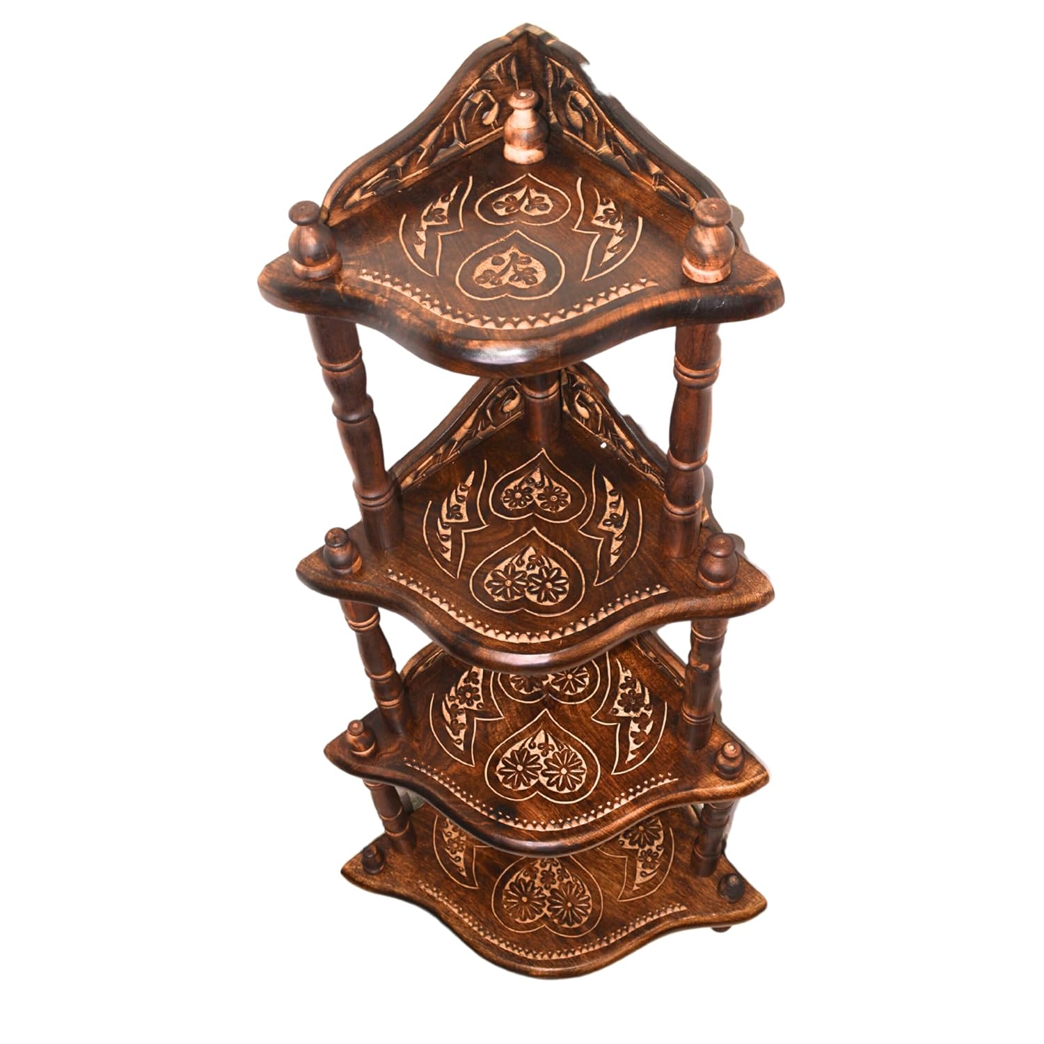 santarms Corner Shelf 4 Rack Wooden Wall Shelves Corner Shelf - Organize and Decorate Your Living Room, Kitchen, Bedroom