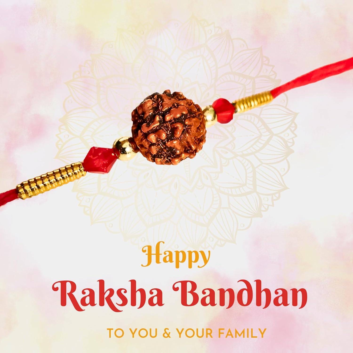 santarms Rudraksha Rakhi for Brother – Spiritual Beans Thread with Roli and Chawal – Pure Natural Rudraksh Raksha Bandhan Rakhi for Bhai