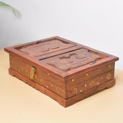 Santarms Wooden Geeta Stand Hanuman chalisa Stand - Geeta Stand Fordable bhagwat Geeta Stand Box | Book Stand Ramayan Holder Gita Ramayanam Book with Stand Box ramcharitmanas Stand, Combo Offer
