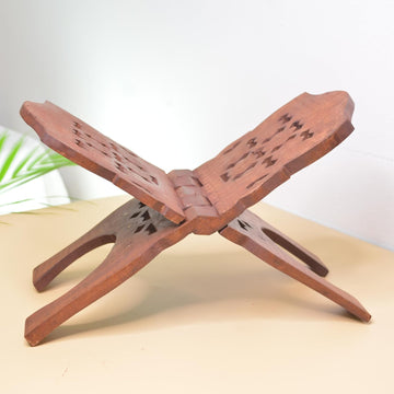 Santarms 13 inch Wooden Book Stand for Reading holy Books Holder Bible Quran ramayan Geeta Bookstand rehal rihal Pooja