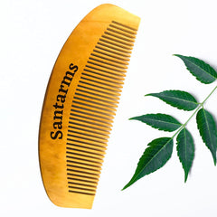 Santarms wooden neem comb for women men hair growth with wide wood tooth combs brush bamboo mens wodden combo set anti dandruff - mini comb for beard (Qty: 01)