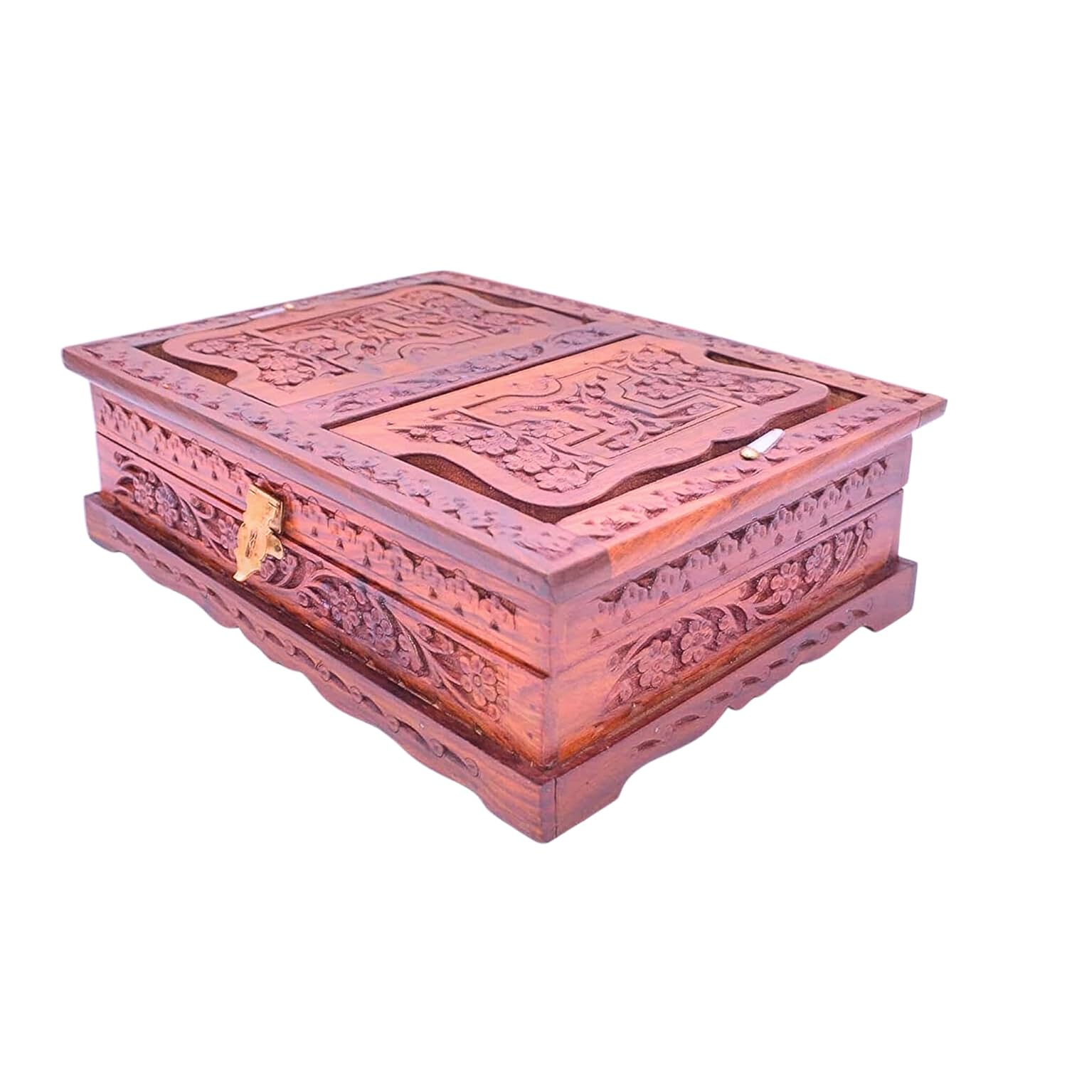 Santarms Wooden Quran Shareef Geeta Quran Box Brown Holy Book Rahel Decor Stand for Reading Quran Guru Granth Sahib Rehal Box| Storage| Holder| Reader| Stand