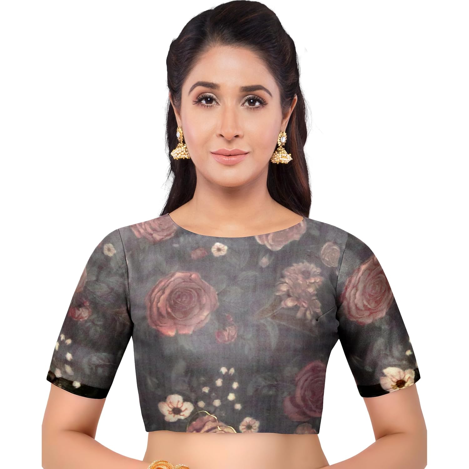 Hira Silk Organza Saree for Women with Unstitched Blouse Piece, Printed Shiny Sari for Woman