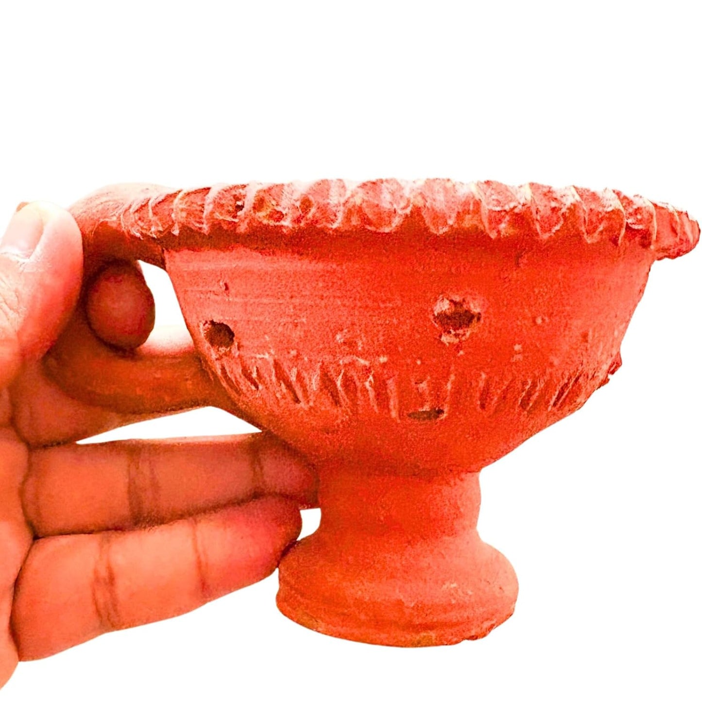 Santarms Handmade Mitti Loban Dhoop Dani, Natural Terracotta Oil Burner Holder for Hawan, Meditation, Puja and Aromatherapy