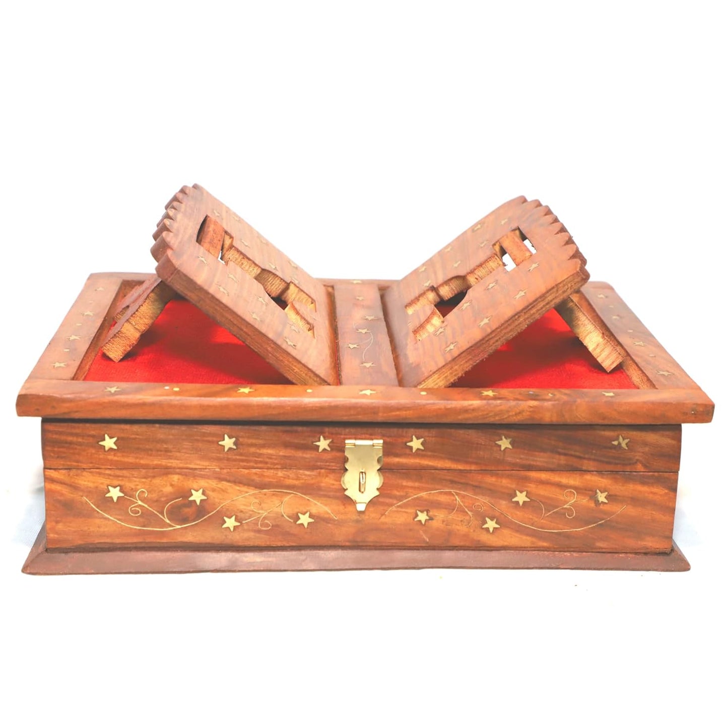 KAAL ENTERPRISES Wooden Rehal Box | Book Storage | Book Holder | Holy Book Reader | Book Stand | Holy Book Stand Box for Quran Ramayan Bible Gita Guru Granth Sahib | Religious Book Box | Foldable Box
