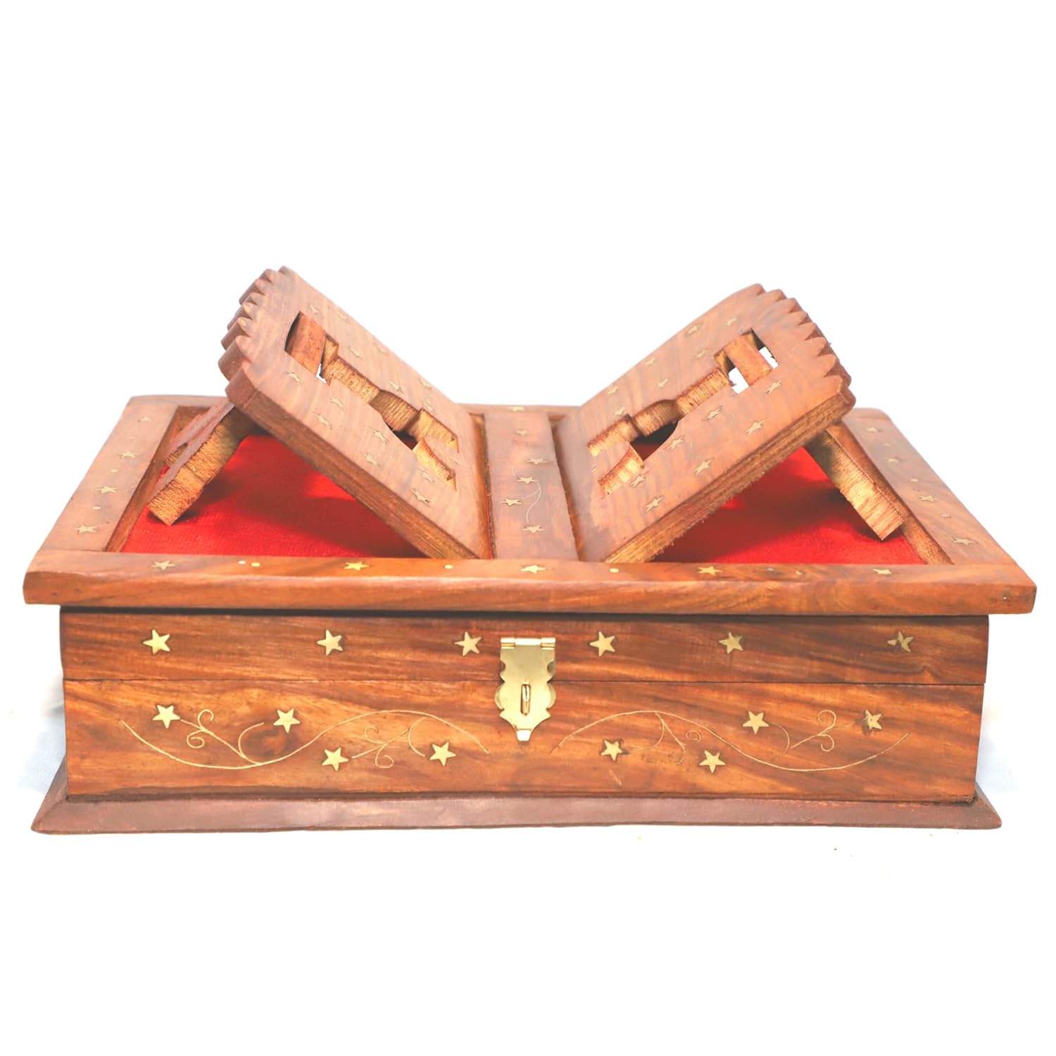 KAAL ENTERPRISES Wooden Rehal Box | Book Storage | Book Holder | Holy Book Reader | Book Stand | Holy Book Stand Box for Quran Ramayan Bible Gita Guru Granth Sahib | Religious Book Box | Foldable Box