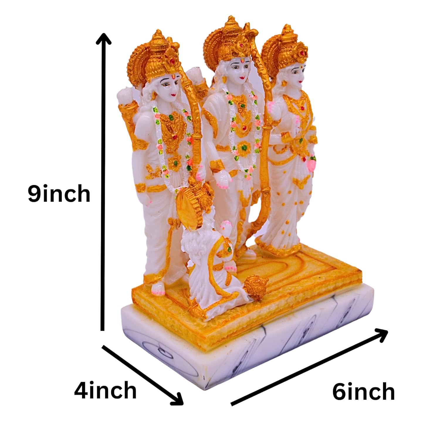 santarms Majestic Ram Darbar Murti for Home - Exquisite Marble Dust Lord Ram Darbar Statue