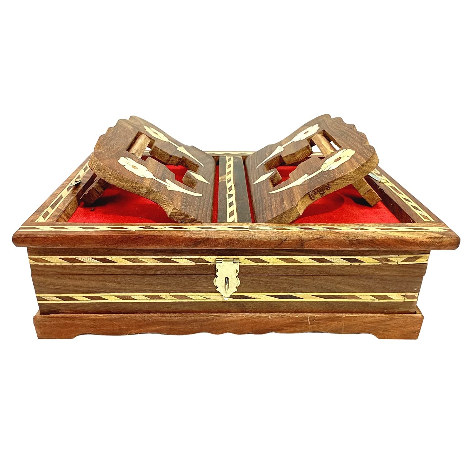 santarms Wooden Holy Quran Book Stand & Box with rehal - Carving Handcrafted