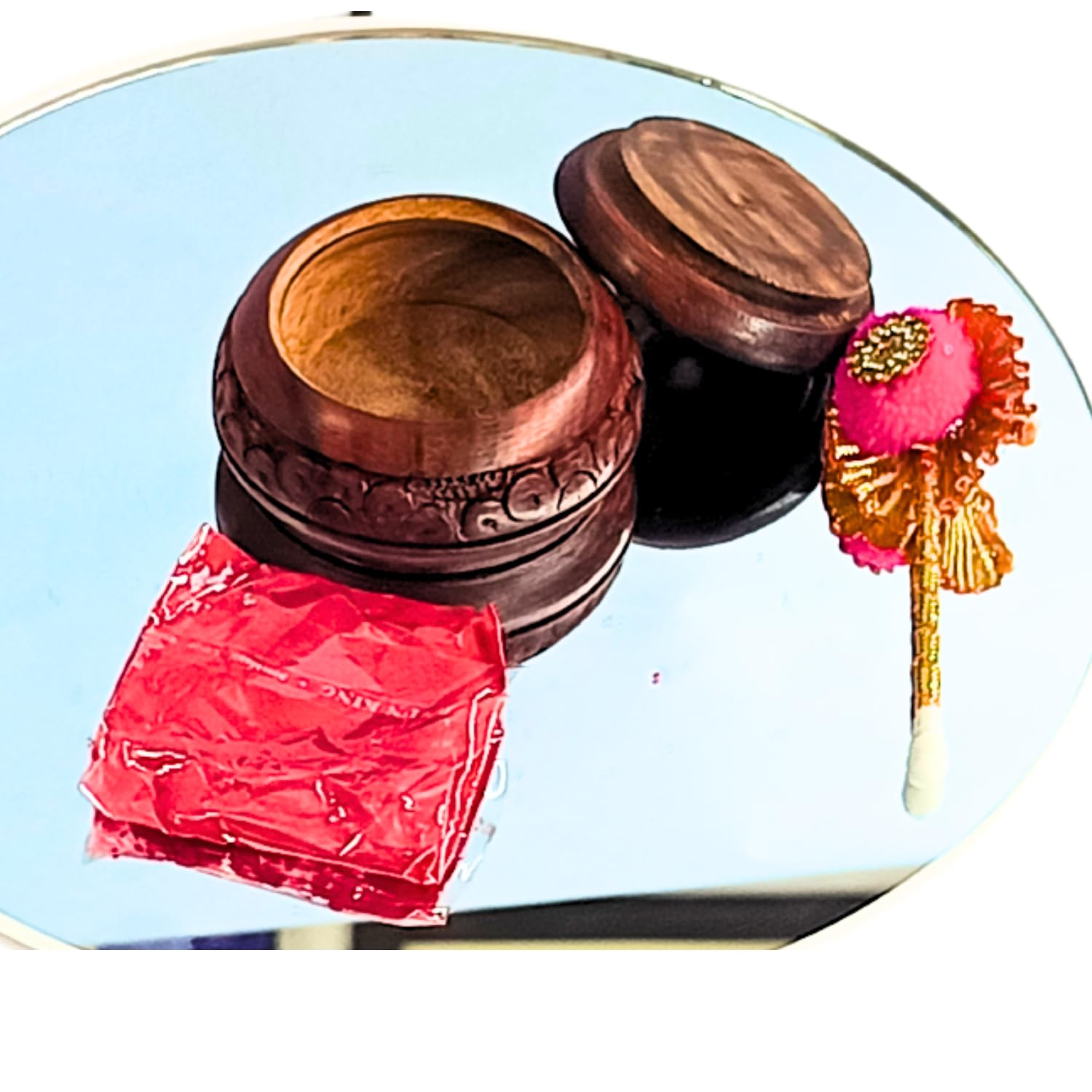 santarms Wooden Kumkum Box Shringar Box Sindoor Dabbi Handcraft Sindoor Refilable Wooden Sindur Dani
