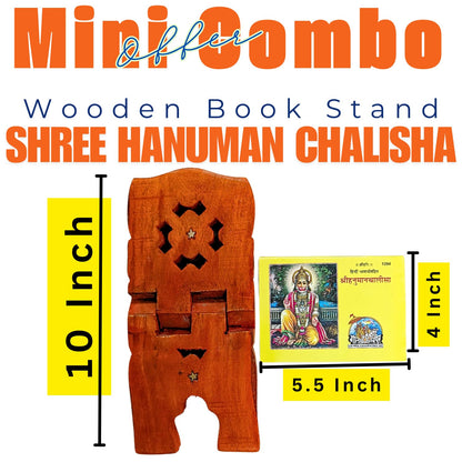 santarms Geeta Stand Wooden Hanuman chalisa Stand Book Stand | Stand for Reading | bhagwat Geeta Stand | ramayan Stand Pooja Stand Wooden bhagwat Geeta in Hindi Original Book with Stand (10 INCH)