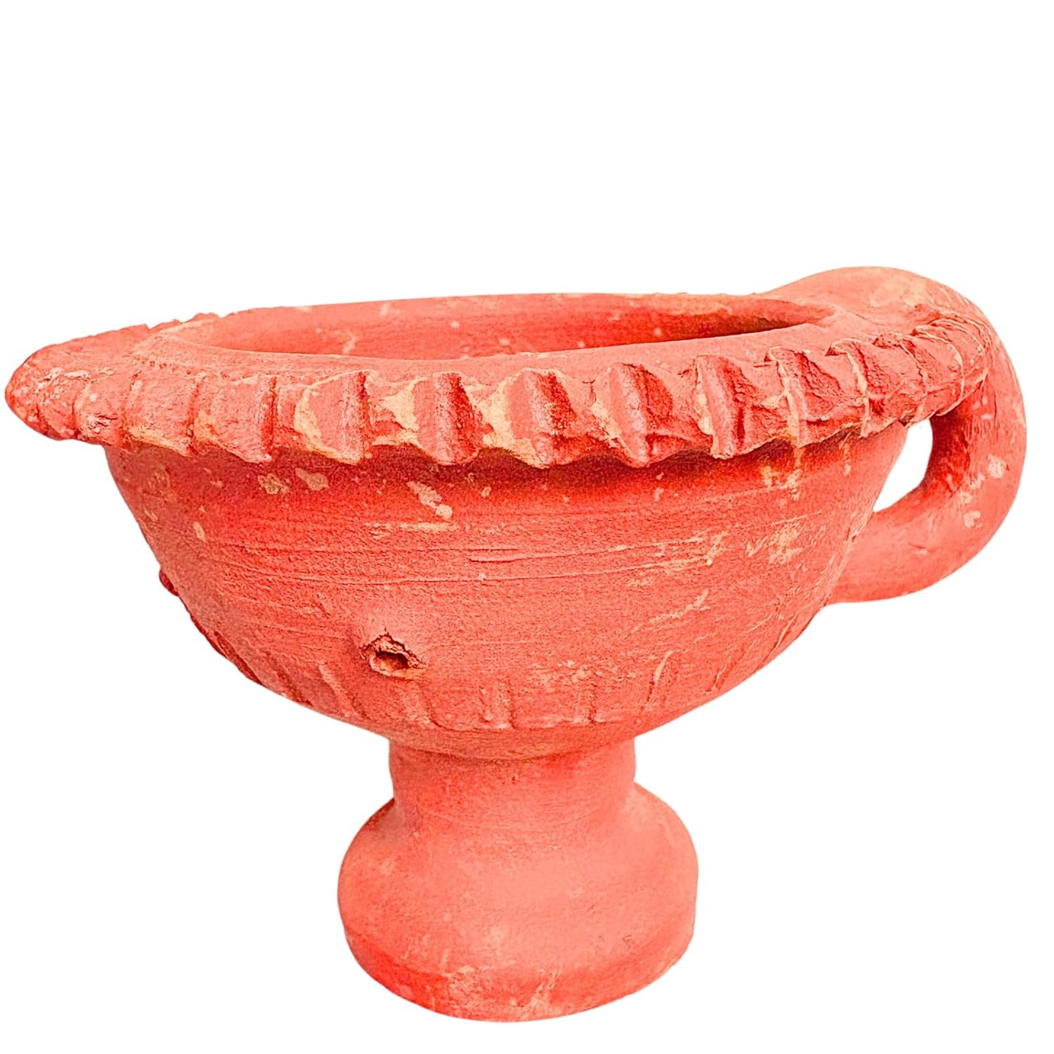 Santarms Handmade Mitti Loban Dhoop Dani, Natural Terracotta Oil Burner Holder for Hawan, Meditation, Puja and Aromatherapy
