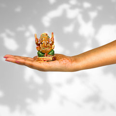 santarms Handmade Small Wooden Ganesh Idol (2.5 Inch) Multicolor Tabletop Showpiece for Home & Temple Fine Wooden Lord Ganesha (Ganapathi) Statue Ideal for Gifting