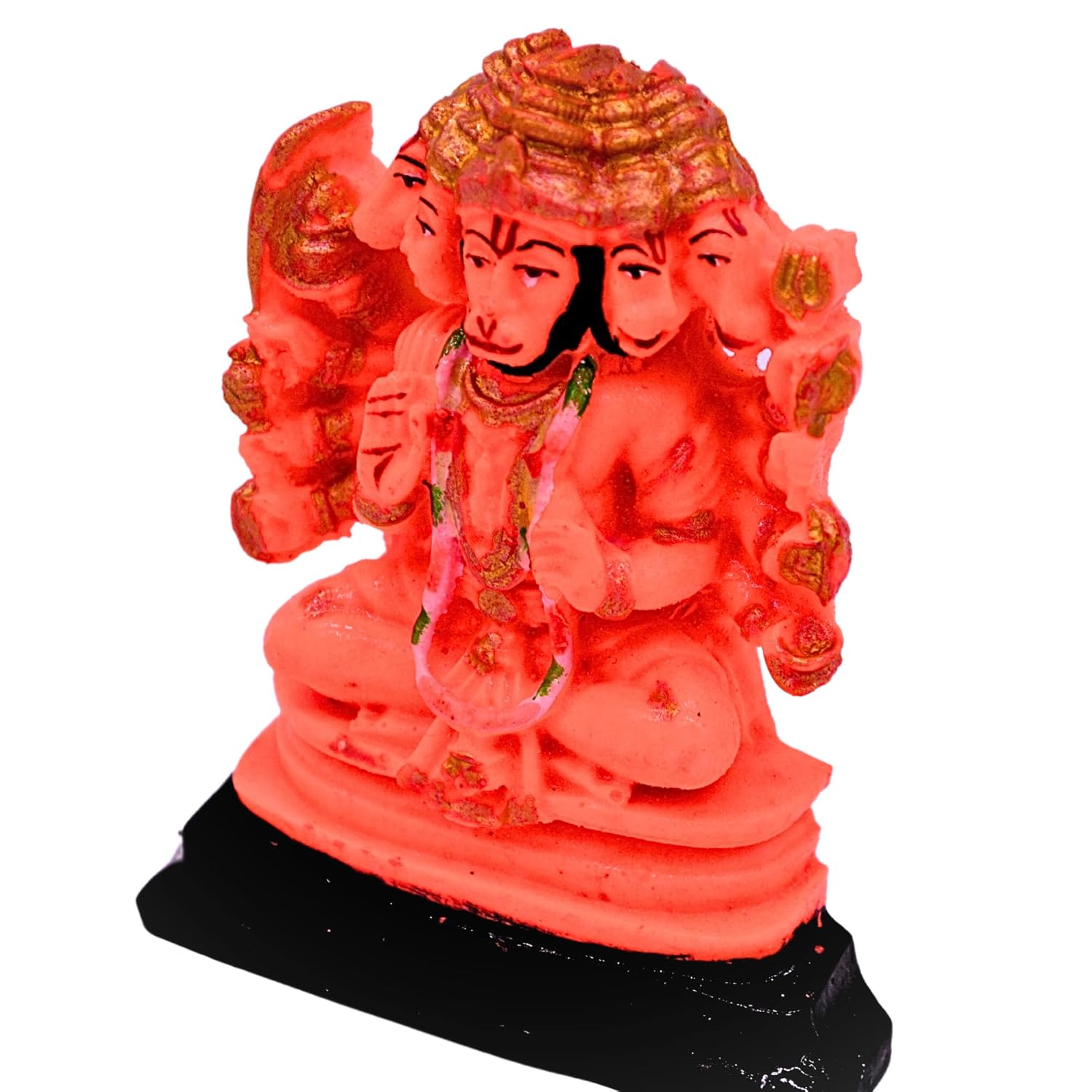 santarms Resin Orange Panchmukhi Hanuman Statue Panchmukhi Hanuman Statue Marble Idol, Sindoori for Pooja/Temple/Home/Office