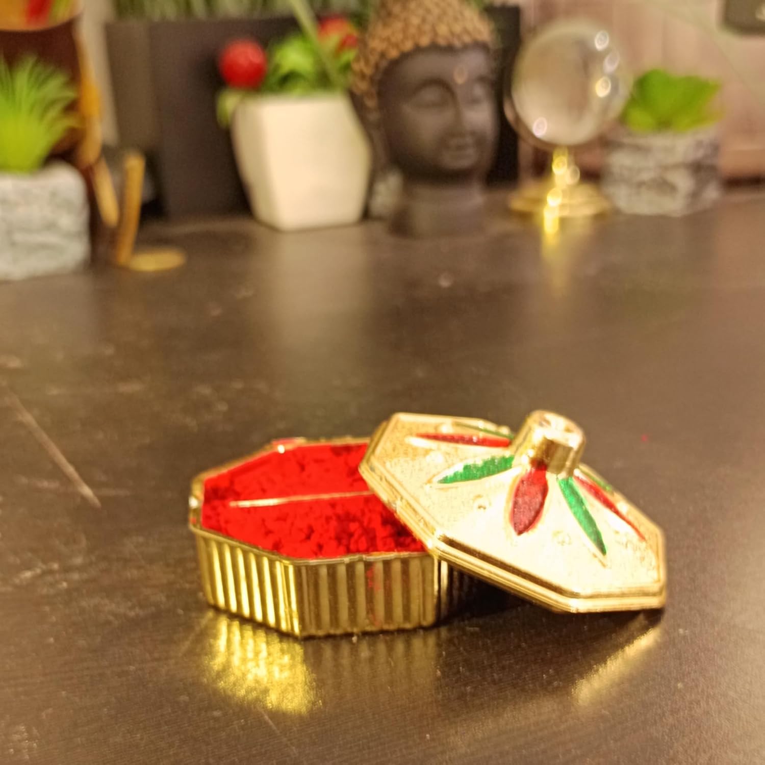 santarms Handmade Plastic Kumkum Boxes/Sindoor Dani with Roli and Chawal Storage Box | Dabbi/Dibbi for Store Haldi, Kumkum, Sindur, Chandan, Bindi and Pendents - Pack of 1