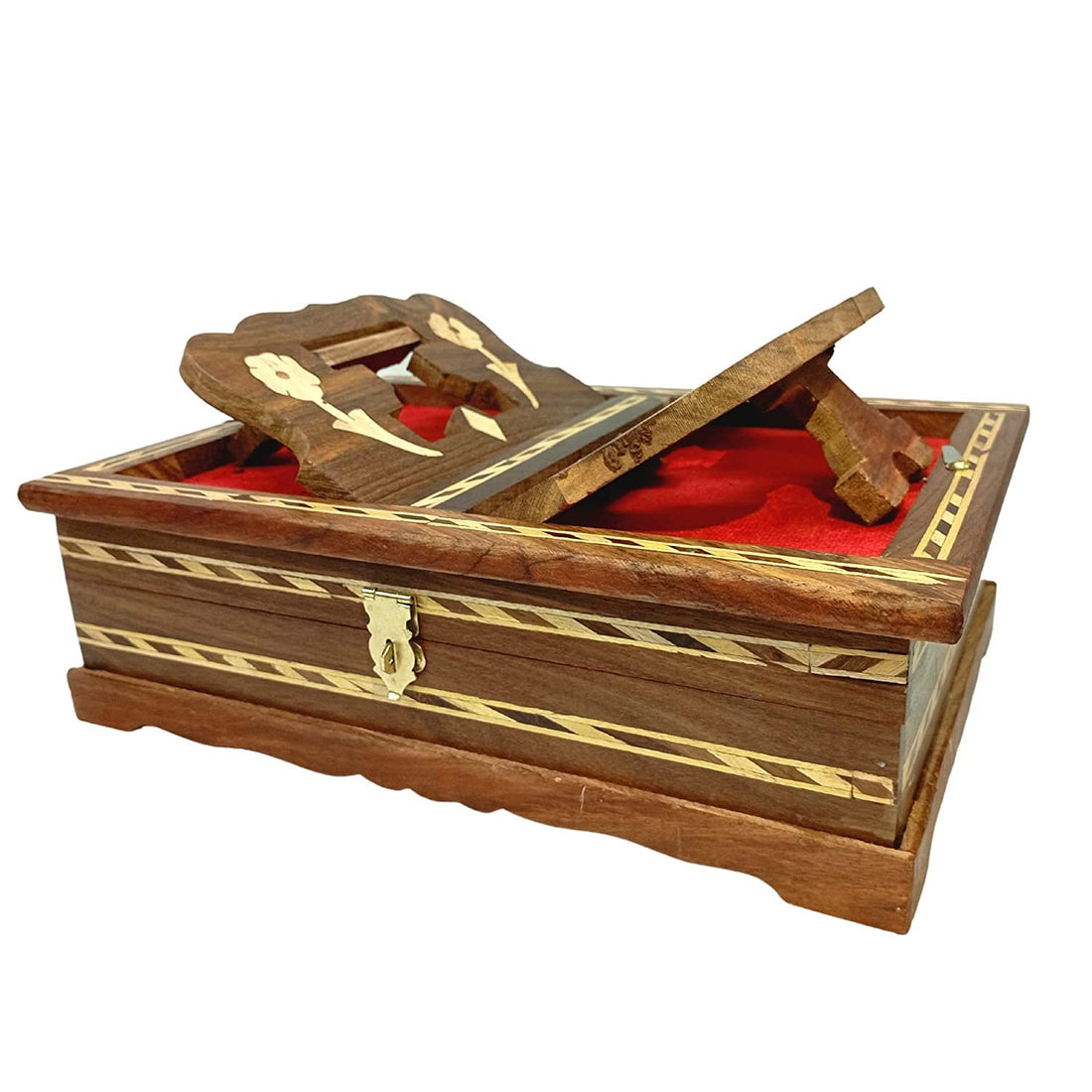 santarms Wooden Holy Quran Book Stand & Box with rehal - Carving Handcrafted
