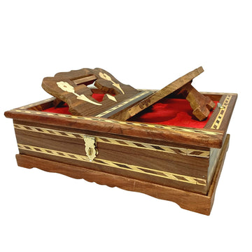 santarms Wooden Holy Quran Book Stand & Box with rehal - Carving Handcrafted