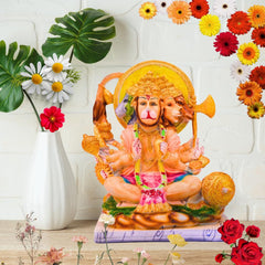 santarms Lord Panchmukhi Hanuman Idol 5 Head Bajrang Bali Exquisite Bajrangbali Sitting Murti Hindu God Figurine Statue for Home& Office Car Dashboard Gift