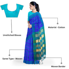 Hira Silk Cotton Saree with Unstitched Blouse Piece, Kumkum Box and Sindur - Combo Pack