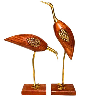 santarms swan Love Couple Pair (8 inch) [Brown Colour with Golden Stone]-showpiece for Home, Office -Grah pravesh Item-Grahpravesh Gift Item-Best for Gifting