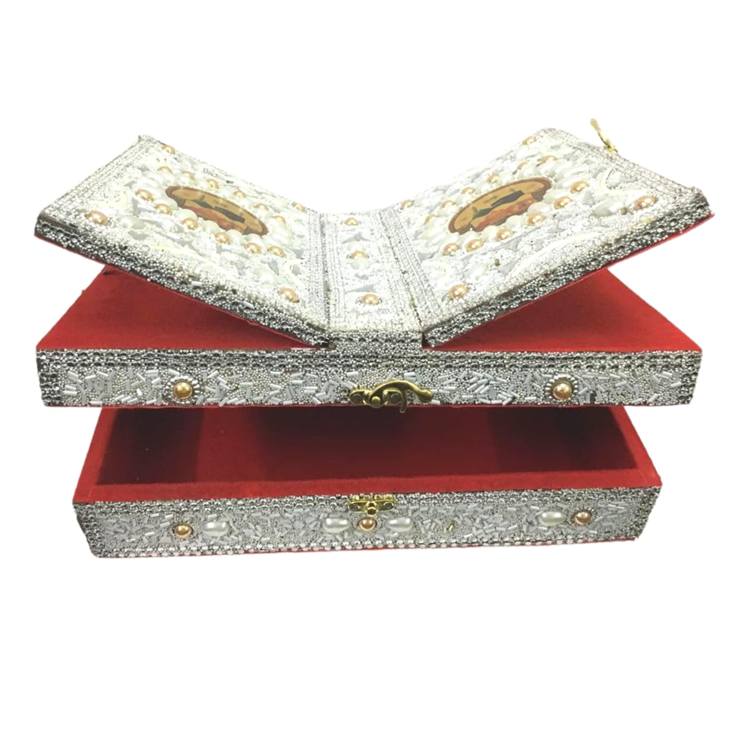 santarms Elegant Wooden Quran Book Holder For Reading - Intricately Designed Box With Rehal Stand | Holy Quran Holder For Reverent Display And Ease Of Use | Premium Wooden Rehal For Sacred Reading