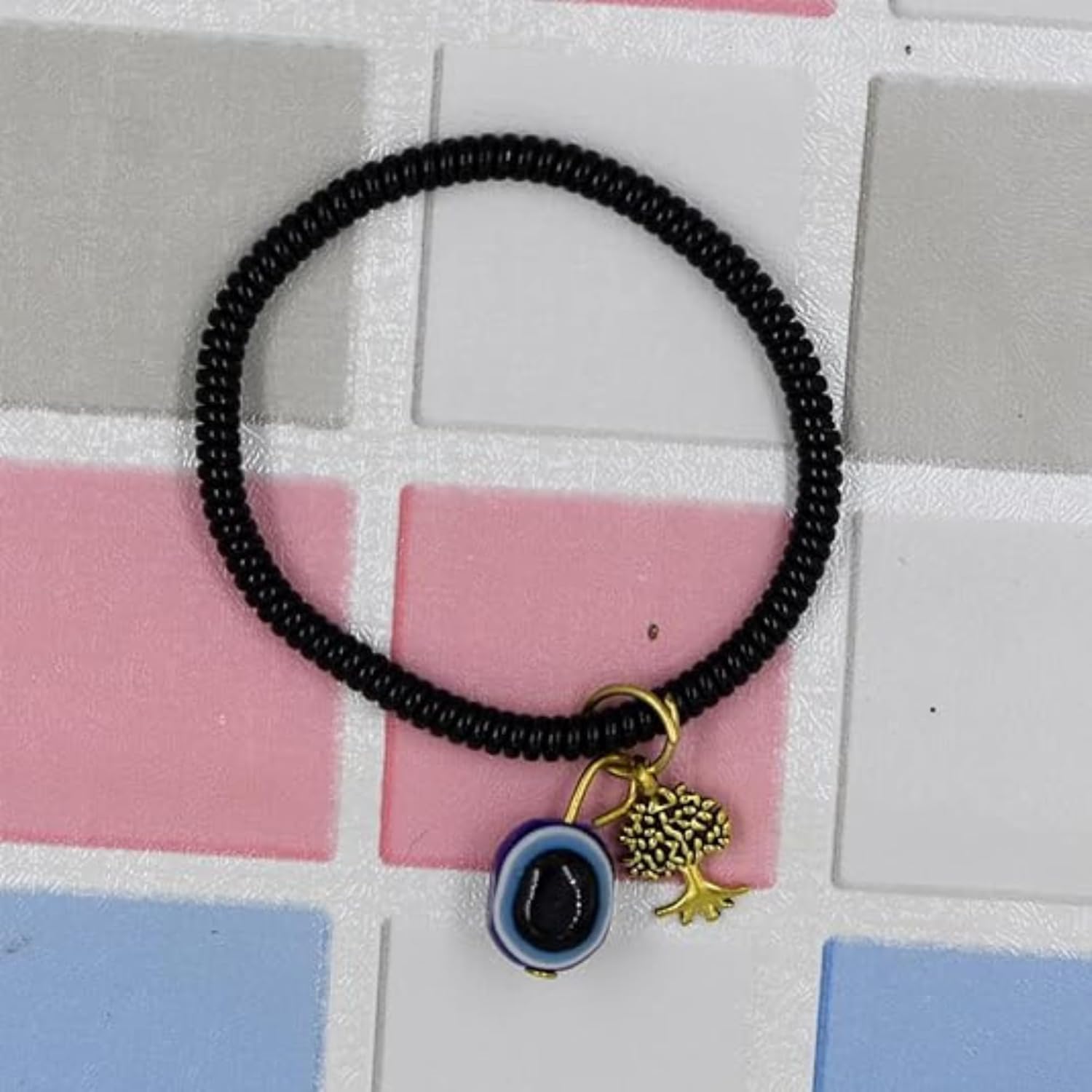 santarms Evil Eye Bracelets for KIDS, Nazar Unisex, Nazar Battu All - Girls, Boys, Nazariya for New Born BABY, Black, PACK of 2