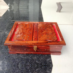 santarms Wooden Handmade Book Box, Holy Book Reader for Home Decor (Brass work) Sheesham Wood, Super Shiny Polished, 1 pcs