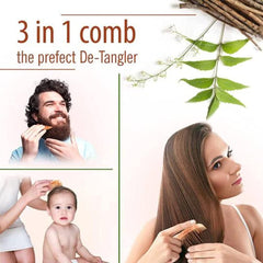Santarms wooden neem comb for women men hair growth with wide wood tooth combs brush bamboo mens wodden combo set anti dandruff - mini comb for beard (Qty: 01)