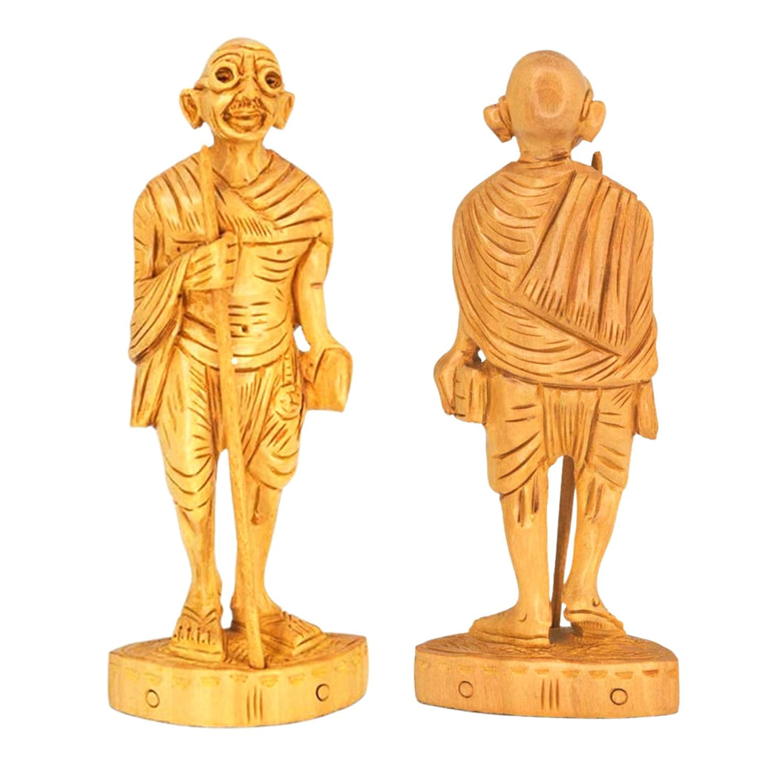 santarms Handmade Wooden Gandhi ji Statue Idol showpiece (12.5 cm) Indian Sculpture Art - Mahatma Gandhi Bapu