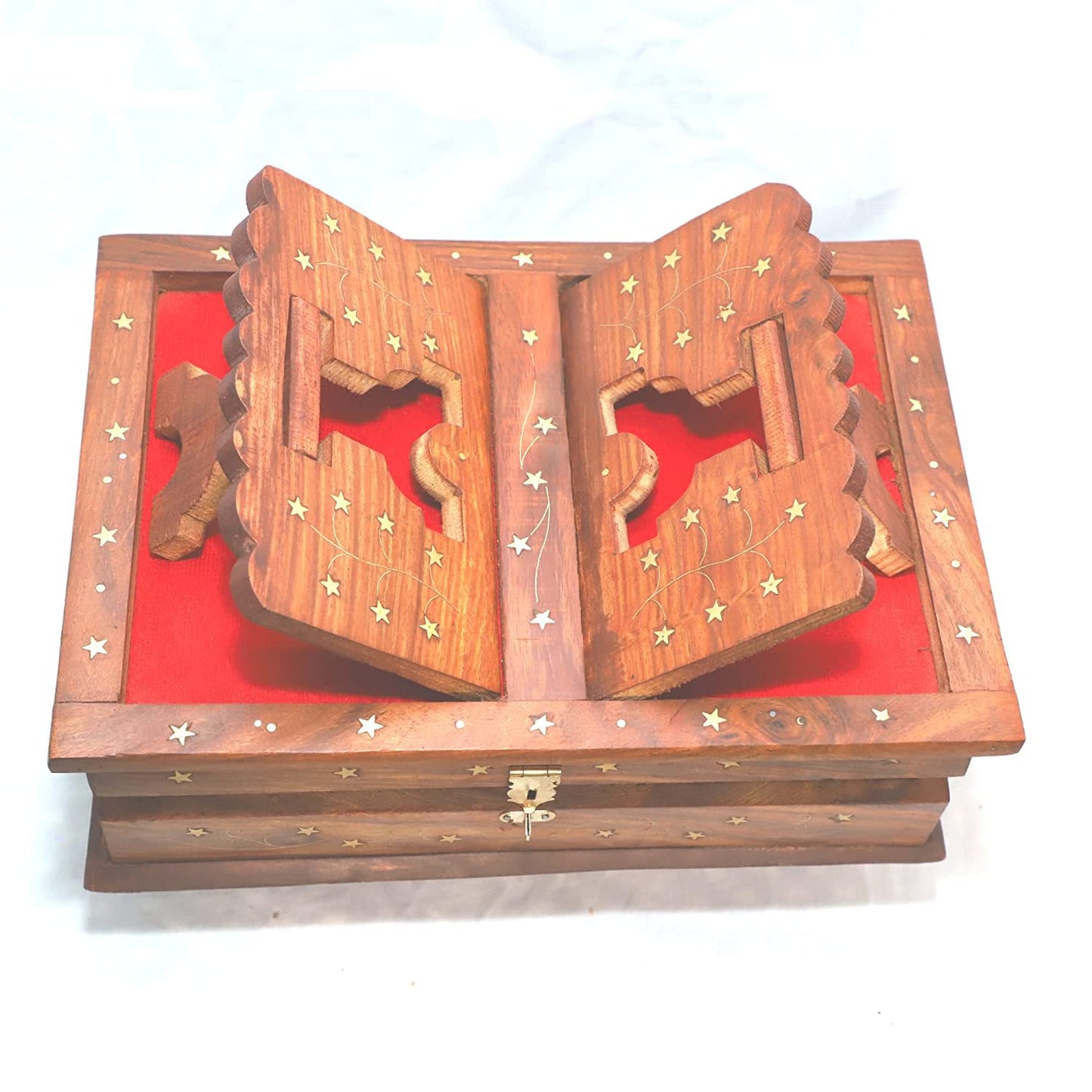 Santarms Wooden Geeta stand hanuman chalisa book gita gorakhpur gifts - Geeta Stand Fordable bhagwat geeta stand Box | book stand Ramayan Holder Gita Ramayanam book with stand box ramcharitmanas stand