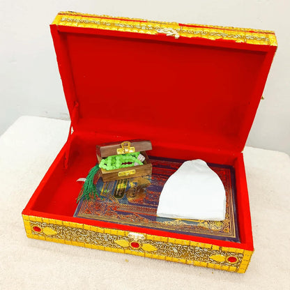 Santarms Wooden Holy Quran Pak Sharif Rehal Book Stand with Box Rihal for Kuran Shrif, Eid Gift, Inlay Work, Free (1 NAMAZ Cap + 1 Tasbih) Combo Pack
